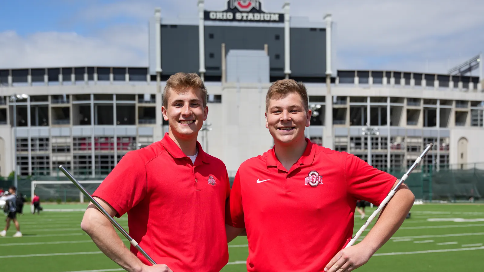 Ben Fox (left) standing with Jacob Snyder (right) outside of Ohio Stadium