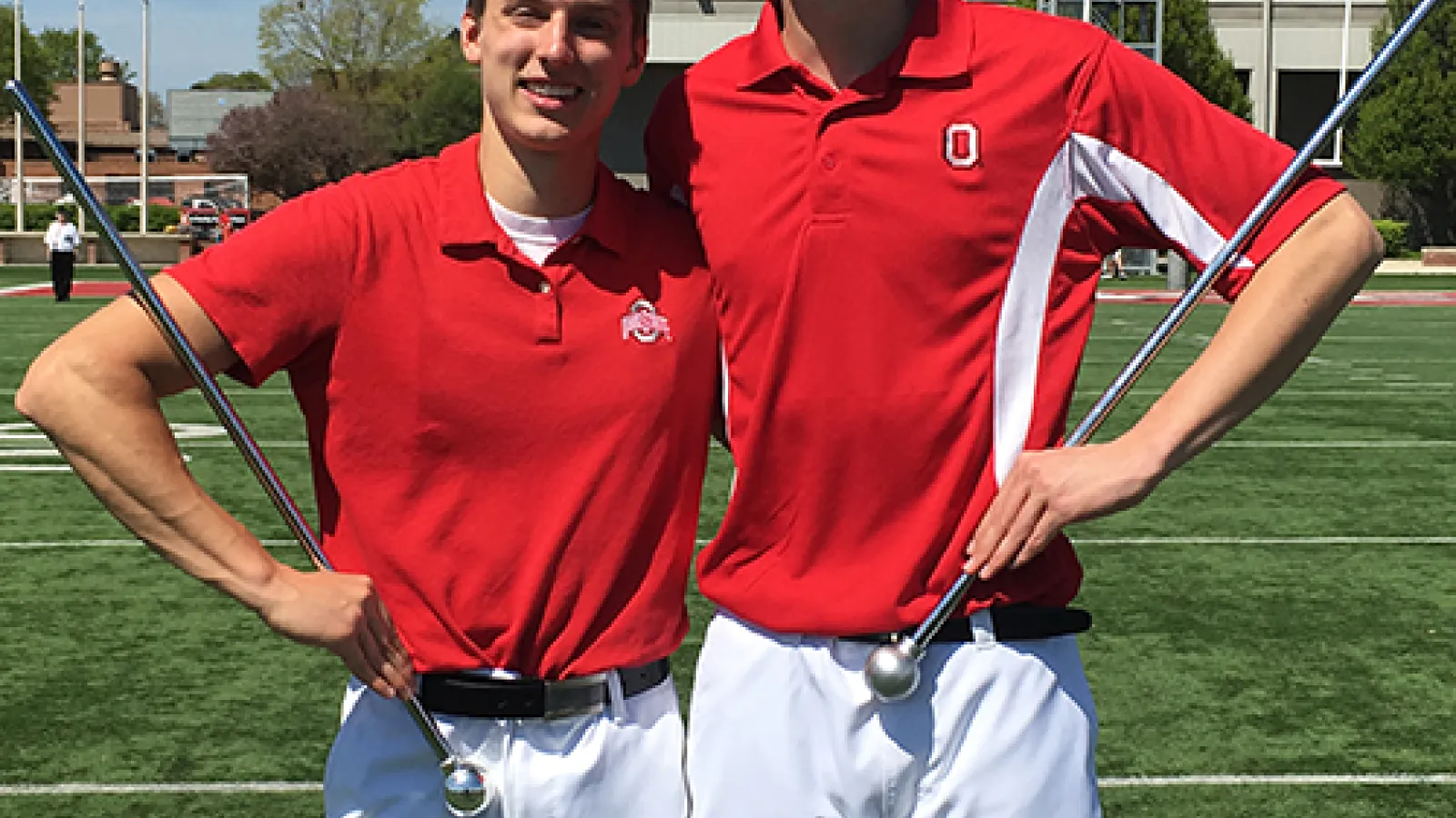 Drum majors John LaVange and Konner Barr