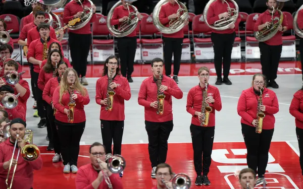 Saxophone Members playing at a Basketball game